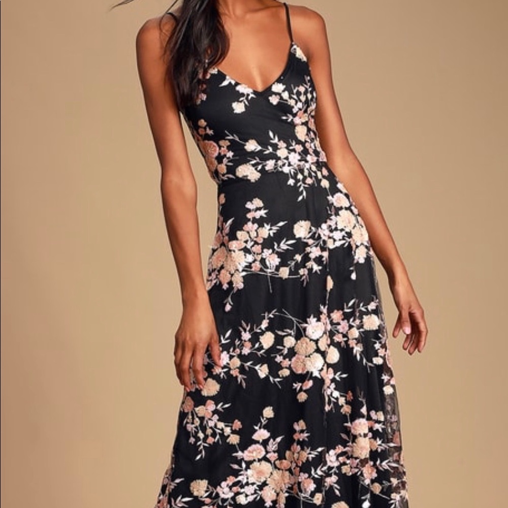 Glitzy Floral Sequin Maxi Dress